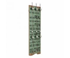 vidaXL Appendiabiti da Parete con 6 Ganci HAPPY LOVE 120x40 cm
