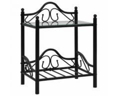 vidaXL Comodino in Acciaio e Vetro Temperato 45x30,5x60cm Nero