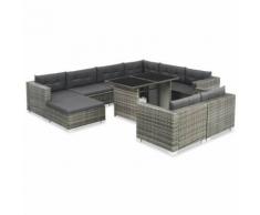 vidaXL Set Divano da Giardino 28 pz in Polyrattan Grigio
