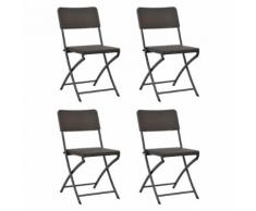 vidaXL Sedie da Giardino Pieghevoli 4 pz HDPE in Rattan Marrone