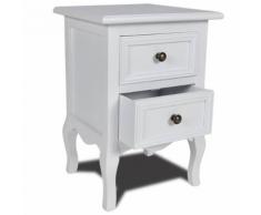 vidaXL Comodino con 2 Cassetti in MDF Bianco