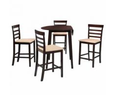 vidaXL Set Tavolo da Bar e Sedie 5 pz Legno Massello Marrone Scuro