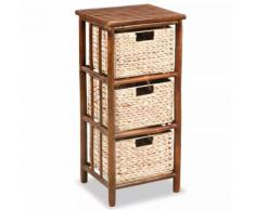 vidaXL Cassettiera in Bamboo e Giacinto d'Acqua 36x33x80 cm