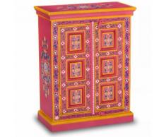 vidaXL Credenza in Legno Massello di Mango Rosa Dipinta a Mano