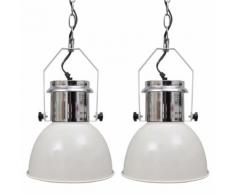 vidaXL Lampada a Sospensione 2 pz Regolabile Moderna Bianca in Metallo