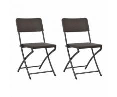 vidaXL Sedie da Giardino Pieghevoli 2 pz HDPE in Rattan Marrone