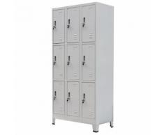 vidaXL Armadio con 9 Armadietti in Acciaio 90x45x180 cm Grigio