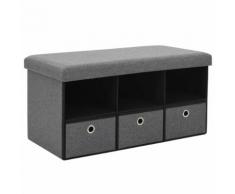 vidaXL Cassapanca Pieghevole in Simil Lino 76x38x38 cm Grigio Scuro