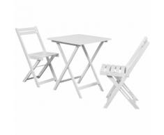 vidaXL Set da Bistro 3 pz Bianco in Legno di Acacia da Balcone