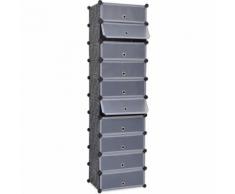 vidaXL Scarpiera Modulare a 10 Scomparti Nera