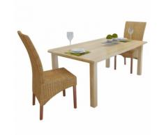 vidaXL Sedie Sala da Pranzo 2 pz in Rattan Marrone