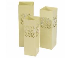 Set 3 Portaombrelli In Metallo 20x20h60cm Adami Geometrie Crema...