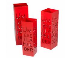 Set 3 Portaombrelli In Metallo 20x20h60cm Adami Umbrella Rosso...