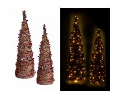 Set 2 Alberi Di Natale Luminosi 50/80 Led In Vimini H60cm Adami Ma...