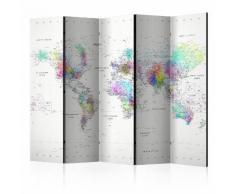 Paravento 5 Pannelli - White-colorful World Map 225x172cm Erroi...