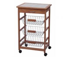 Carrello Da Cucina In Legno 3 Cestelli Archimede C002b...