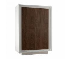 Credenza 4 Ante 106x50x146 Cm In Legno Tft Frame Bianco E Rovere...