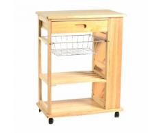 Carrello Da Cucina In Legno Della Gomma 2 Piani Cestello E Cassett...