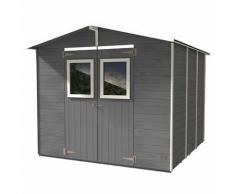 Casetta Box Capanno In Legno Grigia Per Attrezzi Con 2 Porte E Fin...