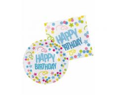 Kit per festa Happy Birthday coriandoli pastello