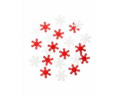 Coriandoli da tavola fiocchi di neve bianchi e rossi