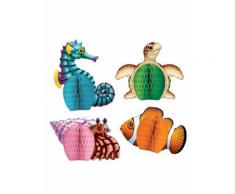 4 mini centrotavola di carta animali marini