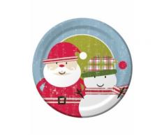 8 grandi piatti di cartone Babbo Natale 26 cm