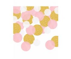 Coriandoli rotondi rosa e oro brillantini
