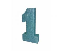 Decorazione da tavola 1 anno blu con brillantini 20 x 10 x 3 cm