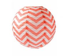 Lanterna motivo zig zag bianco e rosso corallo