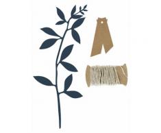 6 Segnaposto con foglie blu e etichette kraft