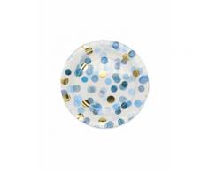8 piattini in cartone coriandoli celesti 18 cm