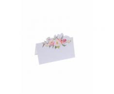 10 segnaposto in cartone bianco fiori acquerello