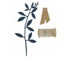 6 Segnaposto con foglie blu e etichette kraft