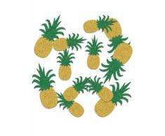 Coriandoli da tavola ananas dorate e verdi con brillantini