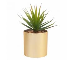 Pianta spinosa artificiale con vaso in metallo dorato
