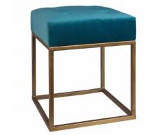 Sgabello imbottito blu pavone