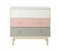 Comò vintage bianco, rosa e grigio Blush