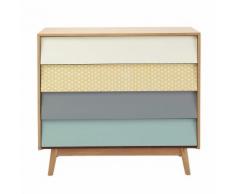 Cassettone vintage 4 cassetti multicolore Fjord