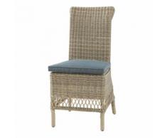 Sedia grigia da giardino + cuscino in resina intrecciata e tessuto St Raphaël