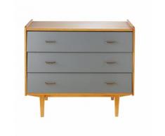 Comò vintage a 3 cassetti in legno massello di pino