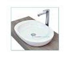 Lavabo D'Appoggio Ceramica Bianco 59x42x9.5 Cm Modello Smooth