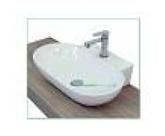 Lavabo D'Appoggio Ceramica Bianco 56x40x13 Cm Modello Swing