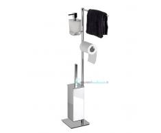 Piantana Porta Asciugamani Dosasapone Portarotolo Con Scopino Cromo Serie Nook Capannoli