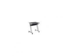 Scrivania porta computer con base metallo e legno MDF tastiera scorrevole a scomparsa tavolo pc con ruote