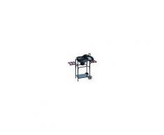 bbq collection Barbecue BBQ a carbone in acciaio con coperchio e ruote griglia 46 cm ripiani in legno 45614
