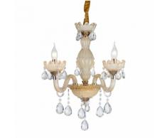 Lampadario da soffitto Cristallo dorato e gocce Trasparenti 3 Bracci 2072-3