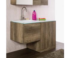LMC - Elle Emme Ci UNIKA - Mobile sospeso con un cassettone, top in cristallo con lavabo incassato, base per inserimento lavatrice