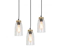 QAZQA Set 3 lampade a sospensione vintage dorata e vetro trasparente - MASONS
