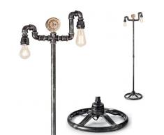 Ideal Lux Piantana id-plumber pt2 e27 led metallo nero antichizzato vintage lampada terra